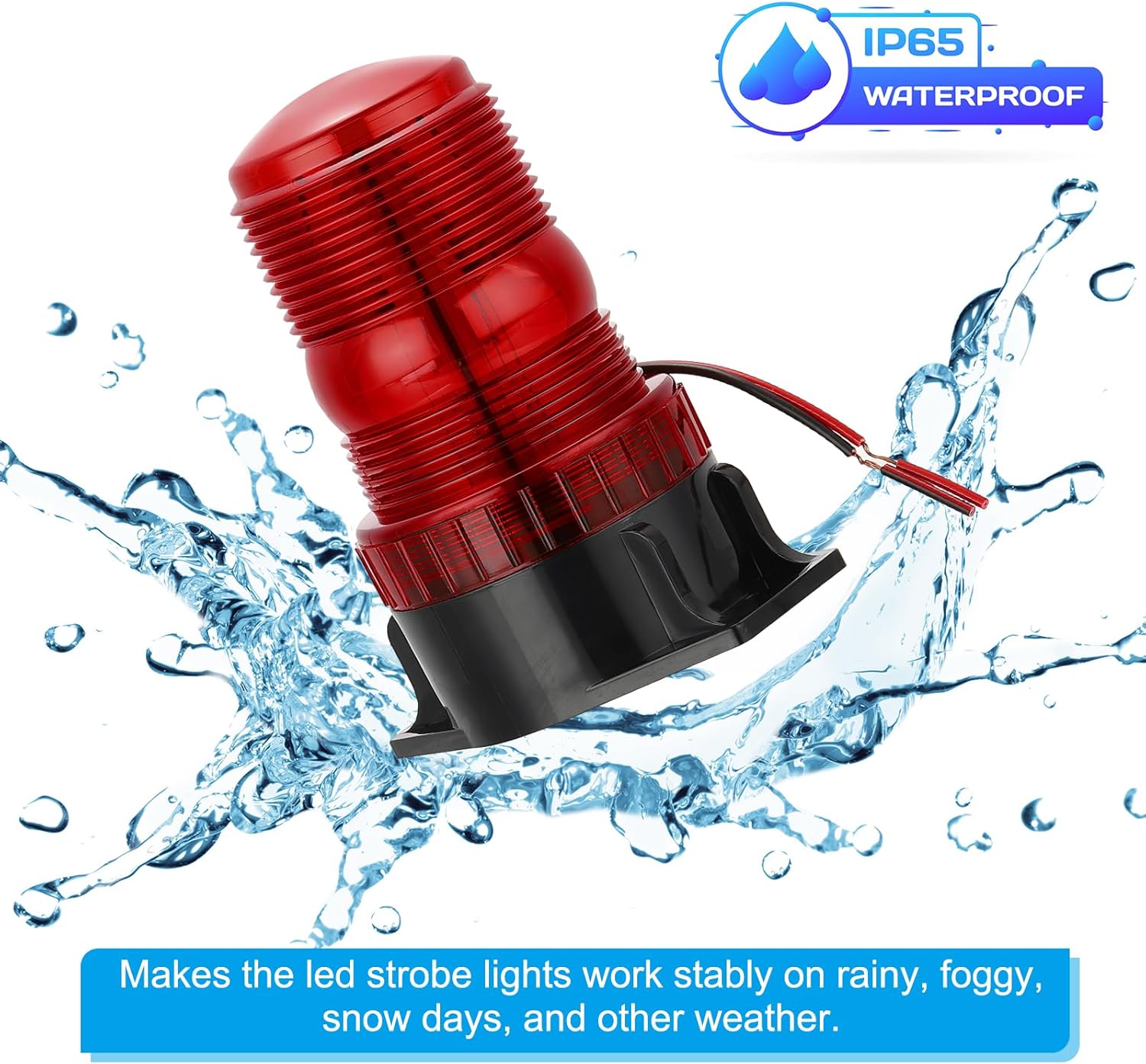 PATIKIL LED Strobe Warning Lights, 2Pcs 10V-80V Leds Flashing Lamps for Truck Tractor Vehicle Roof Forklift Golf Cart Mower UTV Car, Red