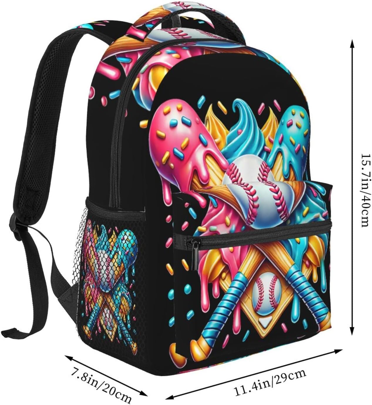 Baseball Home Plate Drip Game Day Backpack Lightweight Laptop Daypack Travel Double Shoulder Bag For Women Men