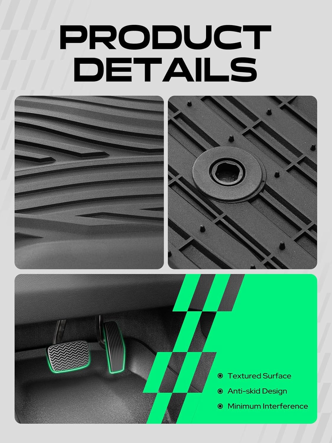 YHTAUTO Floor Mats Fit Chevy & GMC & Cadillac Models-Silverado, Suburban, Tahoe, Sierra, Yukon, Escalade, TPE All Weather Car Mats Waterproof Odorless Floor Liner - Image 7