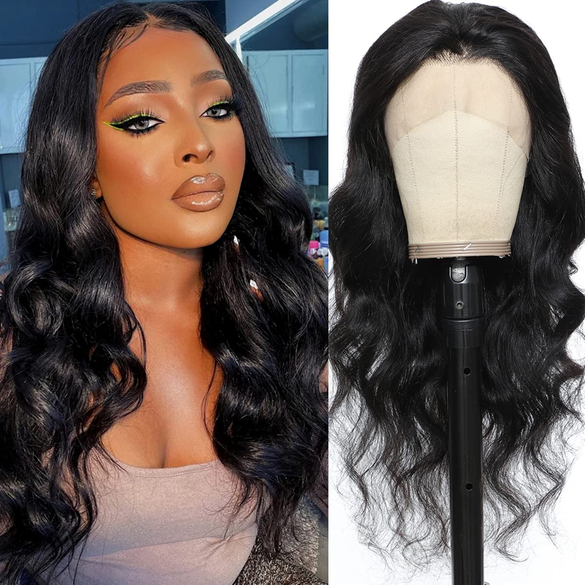 MAIME Small Cap Wigs 21 inch Size Lace Front Human Hair Wig for Black Women 20 inch