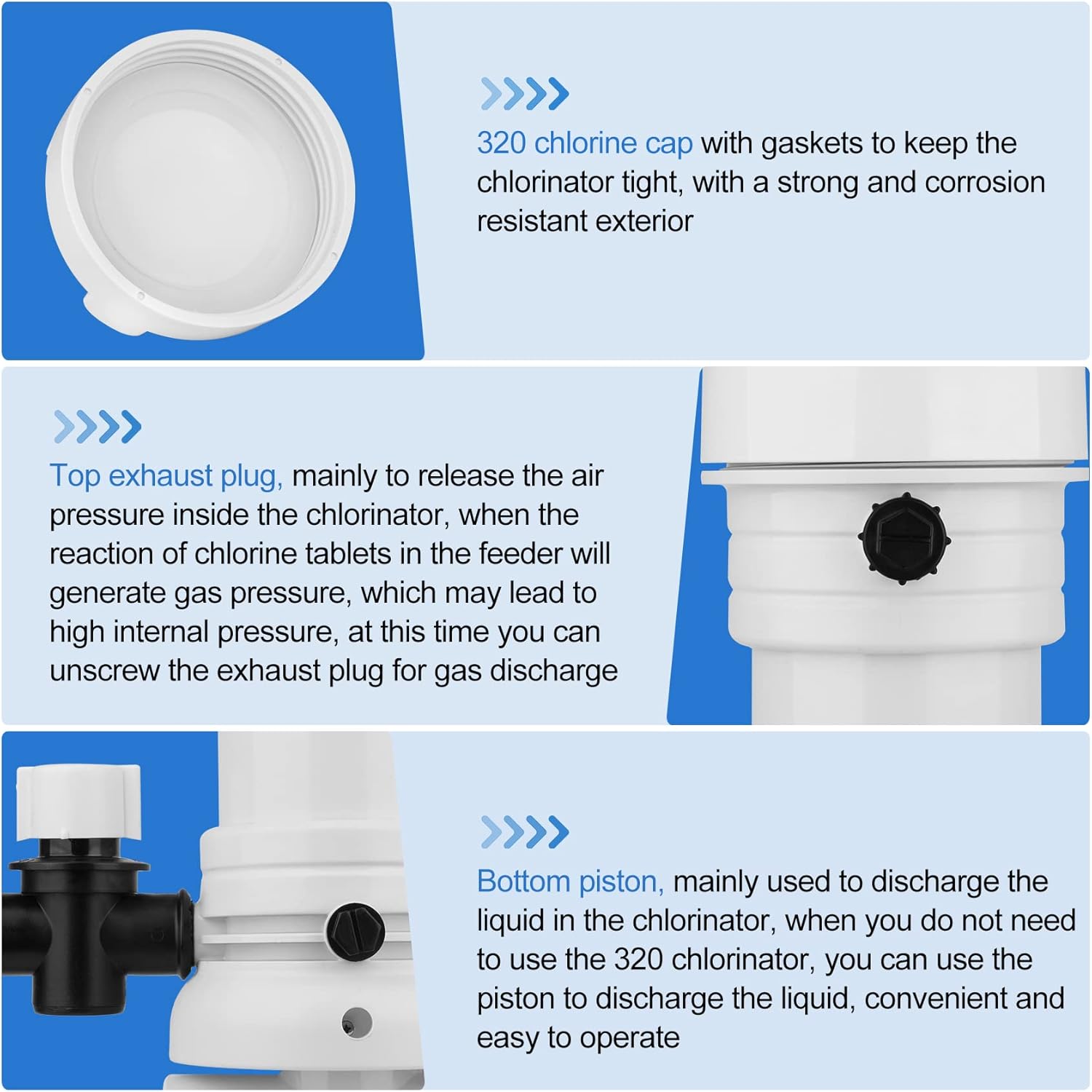 Upgraded 320 Pool Chlorinator Automatic Chlorine/Bromine Inline Feeder Compatible with pentair Rainbow 320 Chlorinator, R171096 Feeder for Various Online and Offline Pools and spa Centers