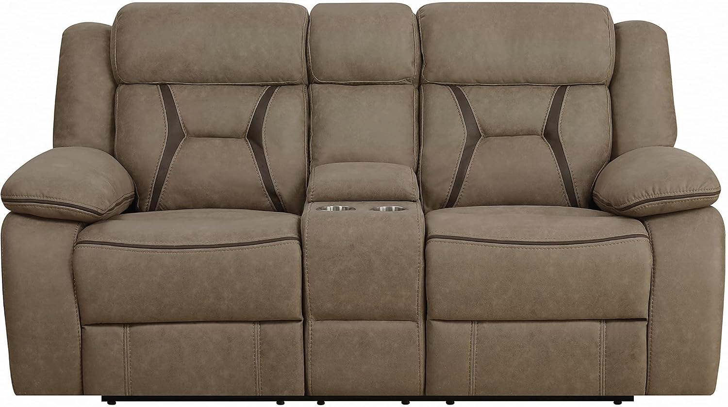 Coaster Home Furnishings Houston Motion Loveseat with Cupholder Storage Console Tan, tan finish (602265-CO)