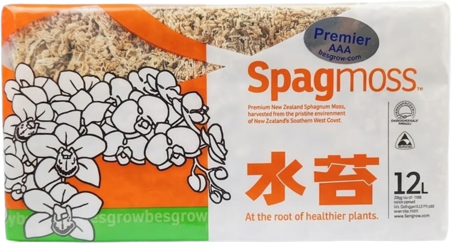 besgrow Premium New Zealand Sphagnum Moss, 150g (12L When Hydrated) Premier AAA Grade (150mm, 6" Strands) - Harvested in New Zealand's South Island, Dried and Long for Potted Plants, Orchids, Reptiles