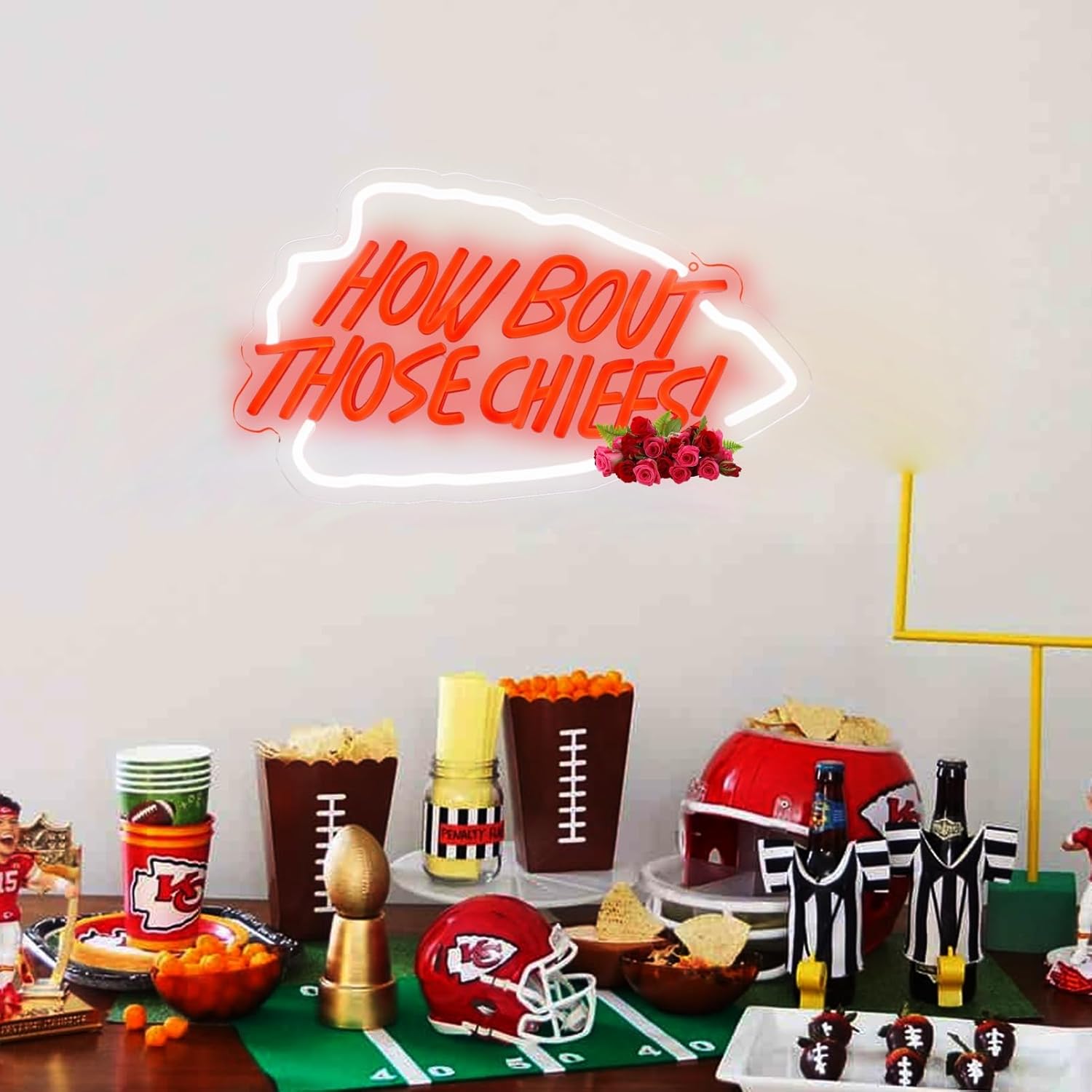 How Bout Neon Chiees Sign Football Neon Sign for Wall Decor Football Led Neon Light for Man Cave Birthday Gifts for Rugby Fans Rugby Team Light Up Sign for Party Club Dorm Bar Decor Size16* 10In - Image 4