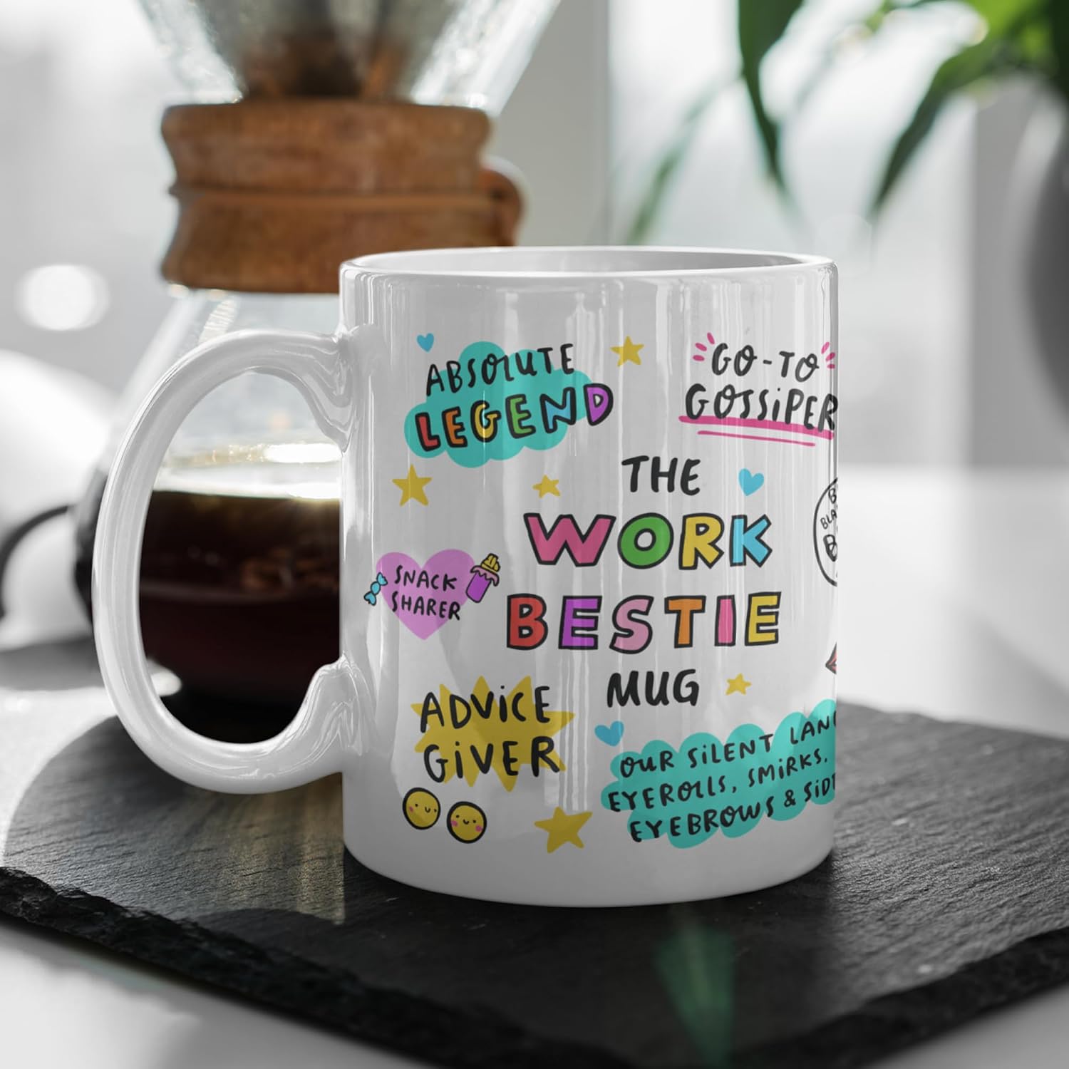 Work Bestie Gifts for Women - Work Bestie Mugs for Women, Working Friendship Gift - Coworker Cup 11oz Ceramic, Present for Coworker Female, Working Bestie Christmas Gift