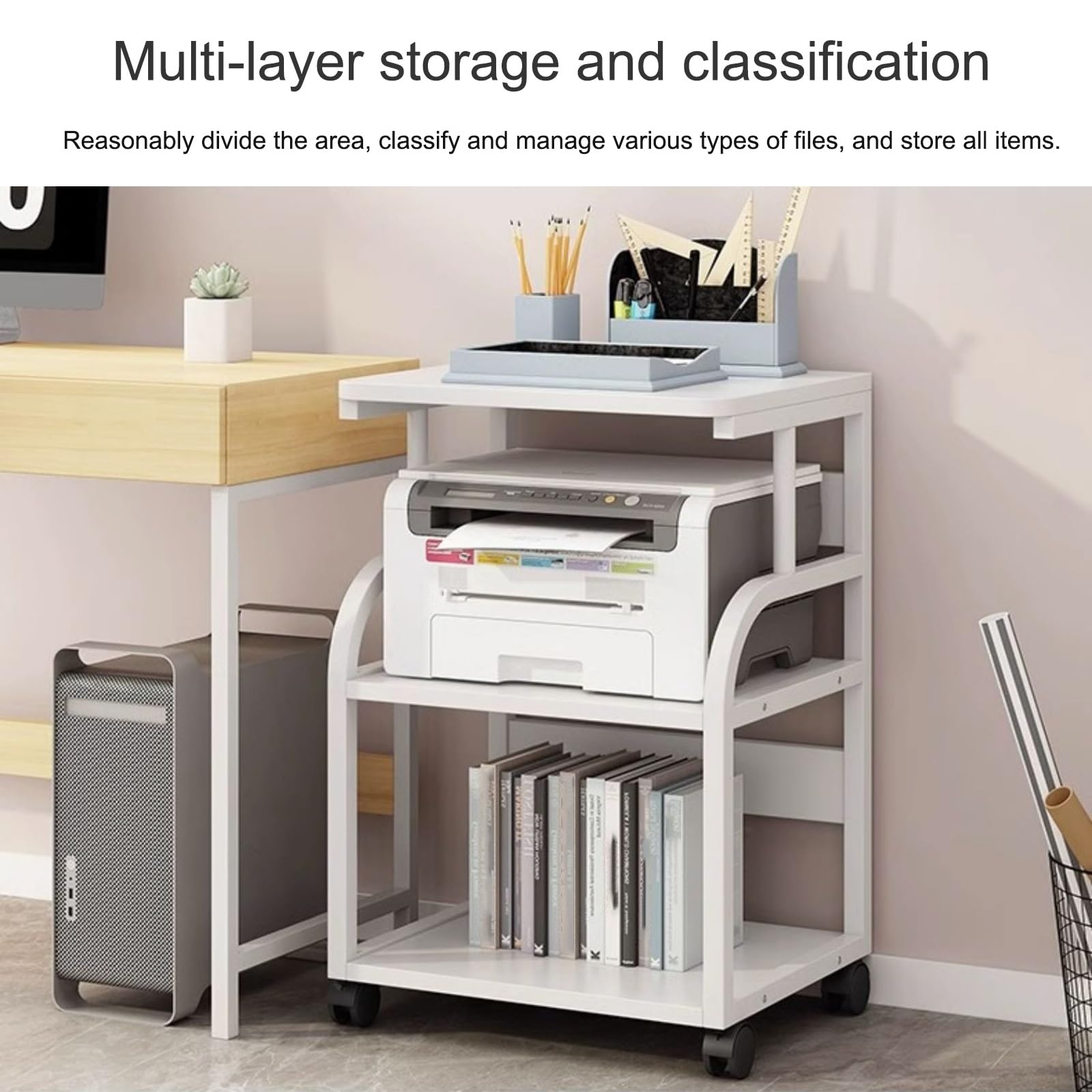 3 Tier Mobili per Hi Fi Mobile Giradischi e Porta vinili con Ruote,Mobiletto portaoggetti AV Moderno Rack Audio Rack componenti Stereo per Stereo di intrattenimento(Beige)