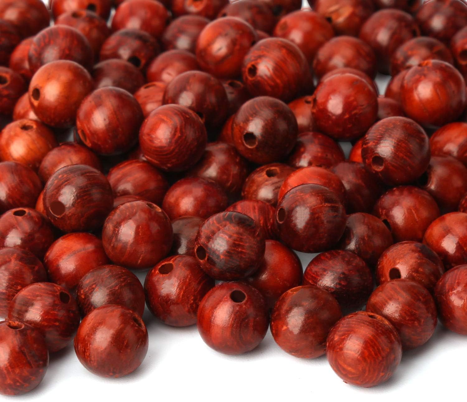 200pcs 8mm Natural Sandalwood Round Beads Gorgeous Craft Handmade Polished Spacer Mala Pray Beads with Elastic Cord for Bracelets DIY Rosary Tasbih Jewelry Making