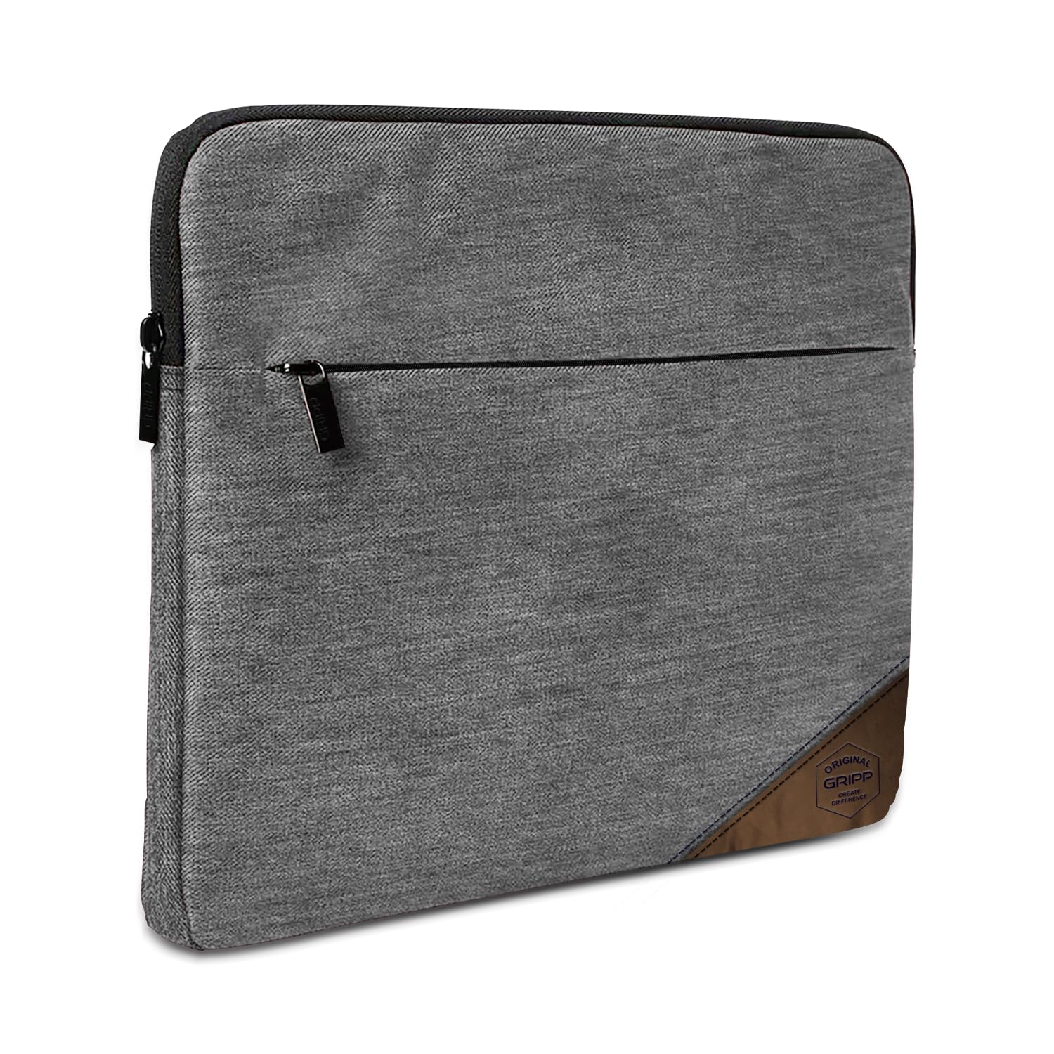 GRIPP® Sandy Laptop Sleeve Bag Case for MacBook & Laptop Upto 14 inch with Slim & Ultra Design Featured | Water Repellent Fabric, Durable, Flexible & Shock Absorbing Laptop Bag - Grey/Brown (B0CDGZPD2S) Amazon Price History, Amazon Price Tracker