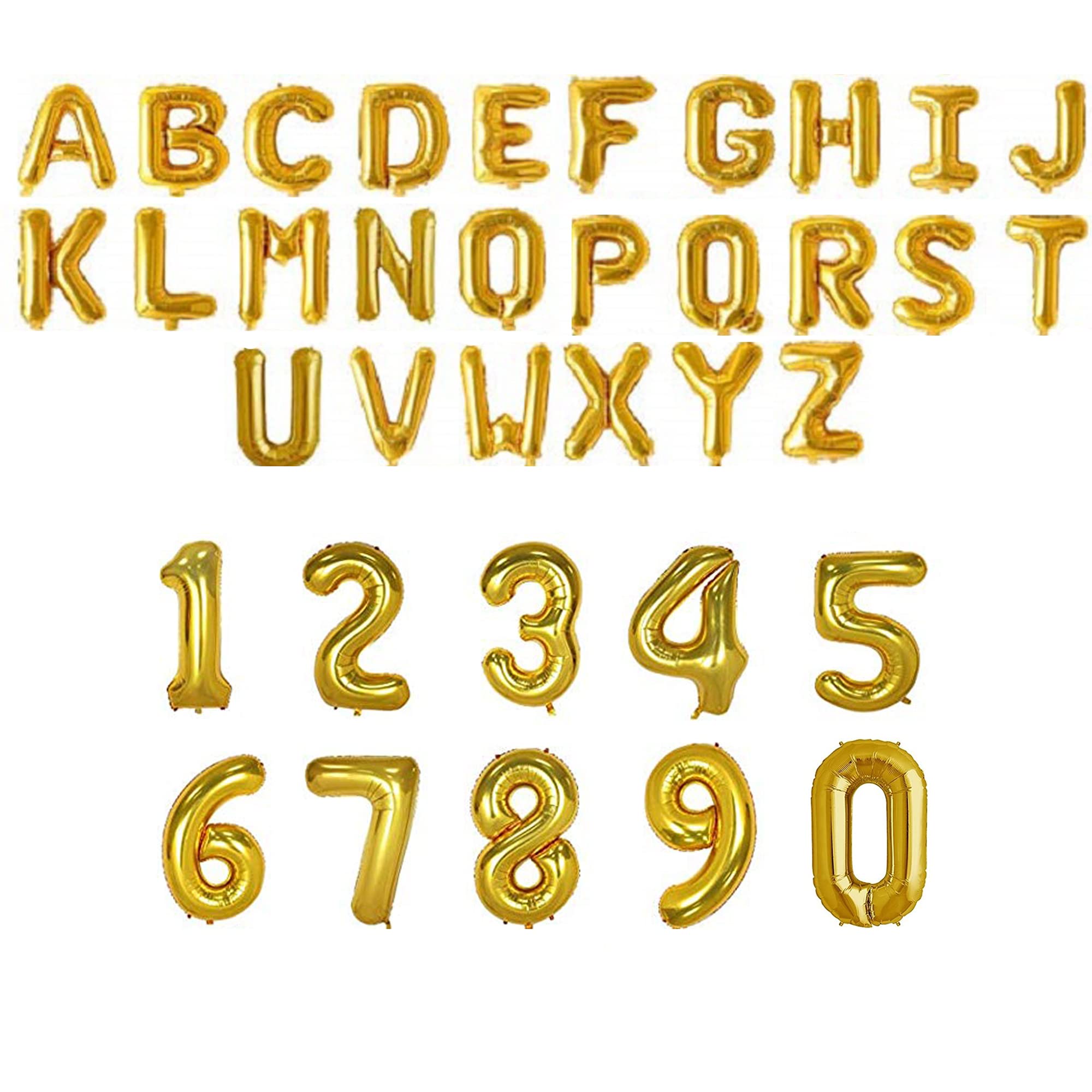 PARTIZ® Alphabet & Number Gold Foil Letter Balloon For Birthday, Anniversary, Wedding, Baby Shower Decoration Make Your Own Custom Letter of Your Choice (Pack Of 8)