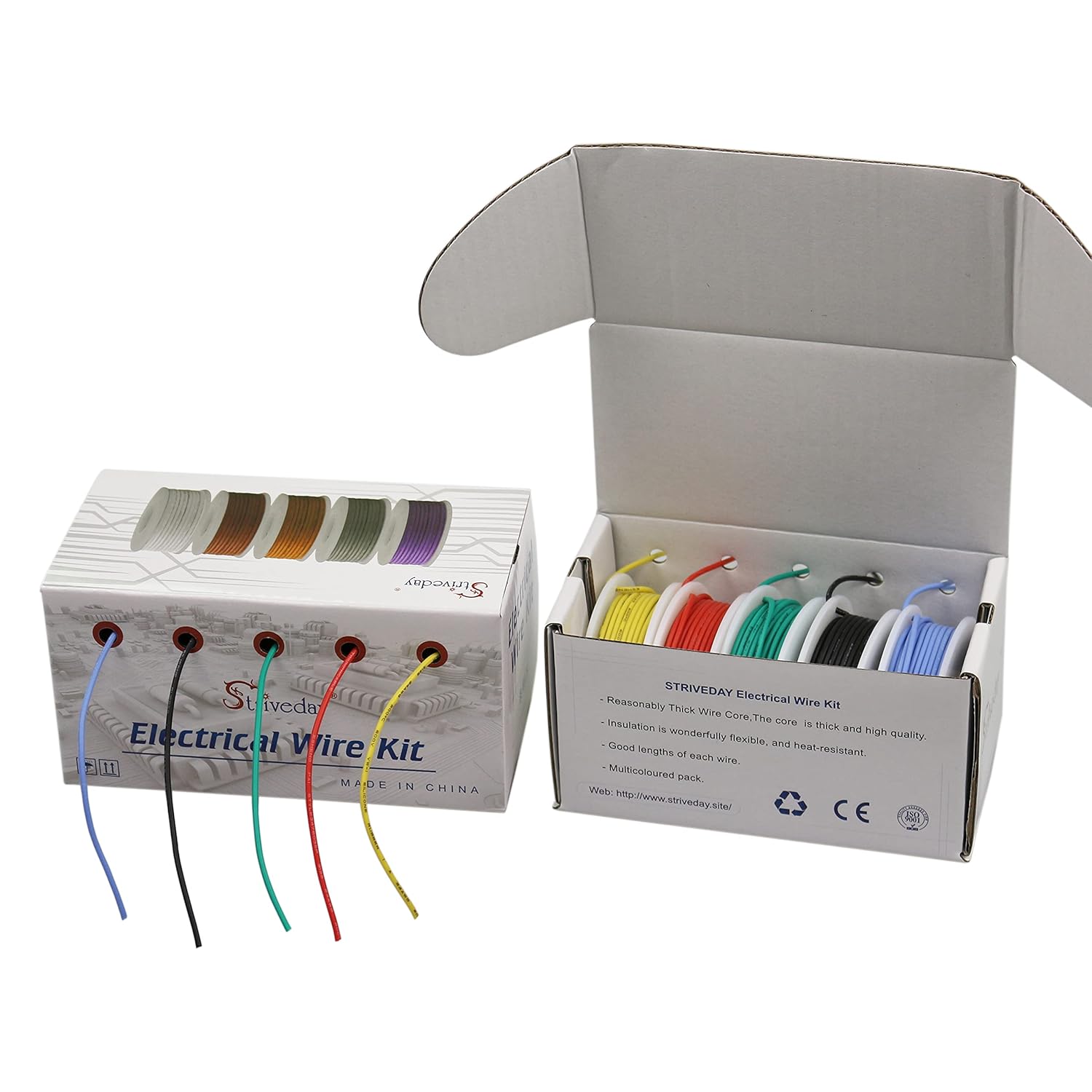 30AWG Tinned Copper Silicone Hook Up Wire 600V Stranded Electrical Cable for DIY Electronics & Electrical Projects (Box-1)