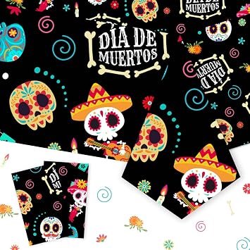 2 Pack Day of The Dead Tablecloths, Dia De Los Muertos Sugar Skull Table Covers Plastic, Halloween Mexican Party Decorations Supplies