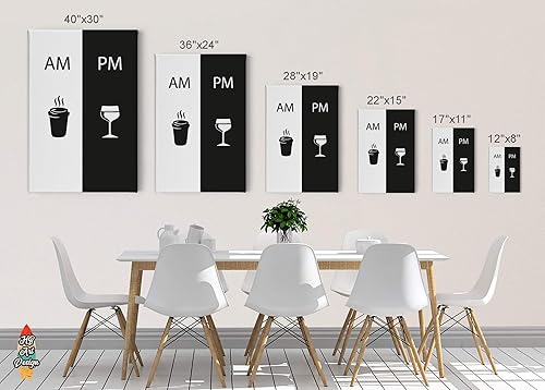 Miniatura 4 de HB Art Design AM and PM Coffee Line Art - Juego de impresiones en lienzo de 2 paneles, arte de pared, decoración de cafetería, decoración de pared