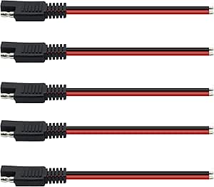 Lot De 5 Câbles Connecteurs SAE 12V 14 AWG - Pour Moto, Voiture, Solaire, 15 Cm