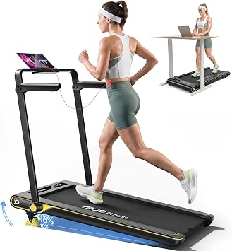 YPOO Walking Pad Treadmill with Incline, 2-in-1 Under Desk Walking Pad with Foldable Handlebar, 0.5-6.2 MPH Portable Treadmill for Home Office, 2.5 HP Brushless Motor, App & Remote