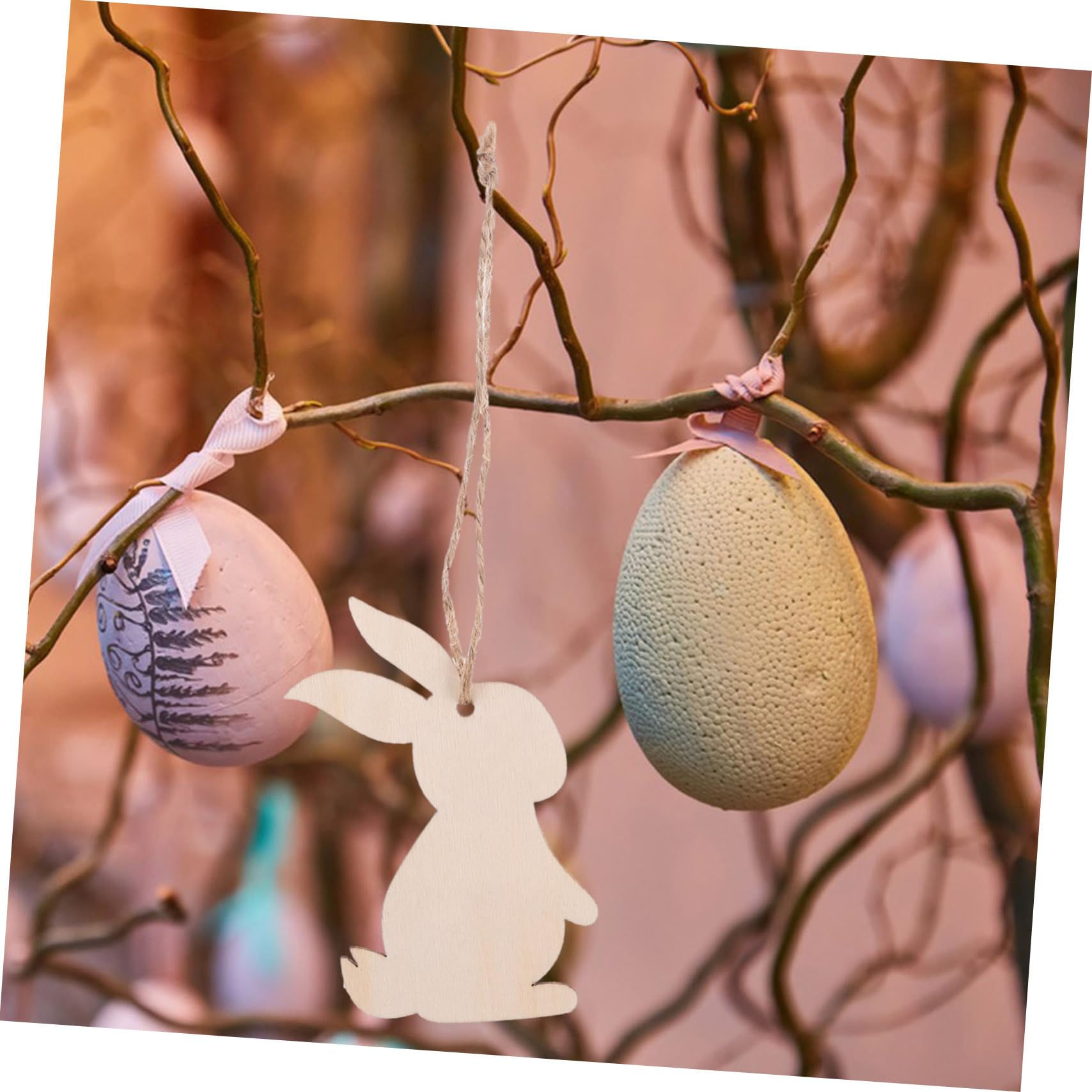 MAGICLULU 5 Set Di Decorazioni Pasquali in Legno Grezzo A Forma Di Coniglietto Per Feste Di Pasqua 30 Pezzi*5