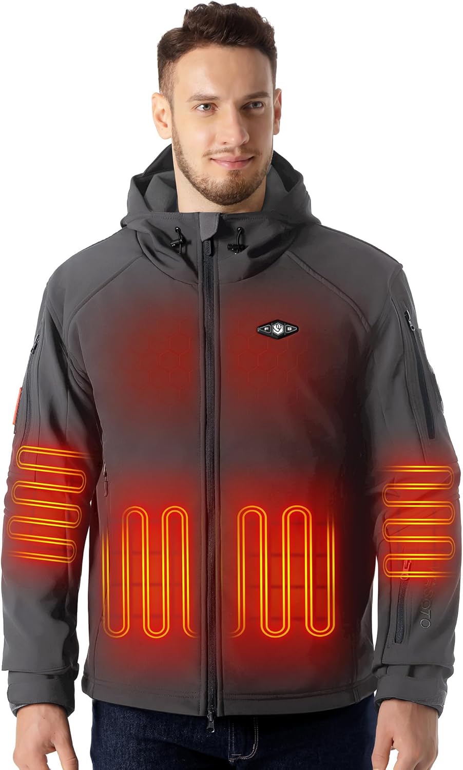 WASOTO Heated Jackets for Men with 9V 18400mAh Battery Pack Included Windproof Waterproof Mens Heated Jacket