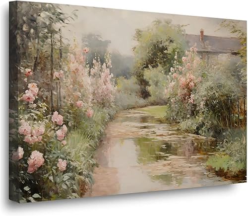ErnZi Rosengarten ÖlgemäldeSanfte Töne Wandkunst Geschenk für Mama Cottage Wand Kunst Dekor Vintage Silenciado Druck