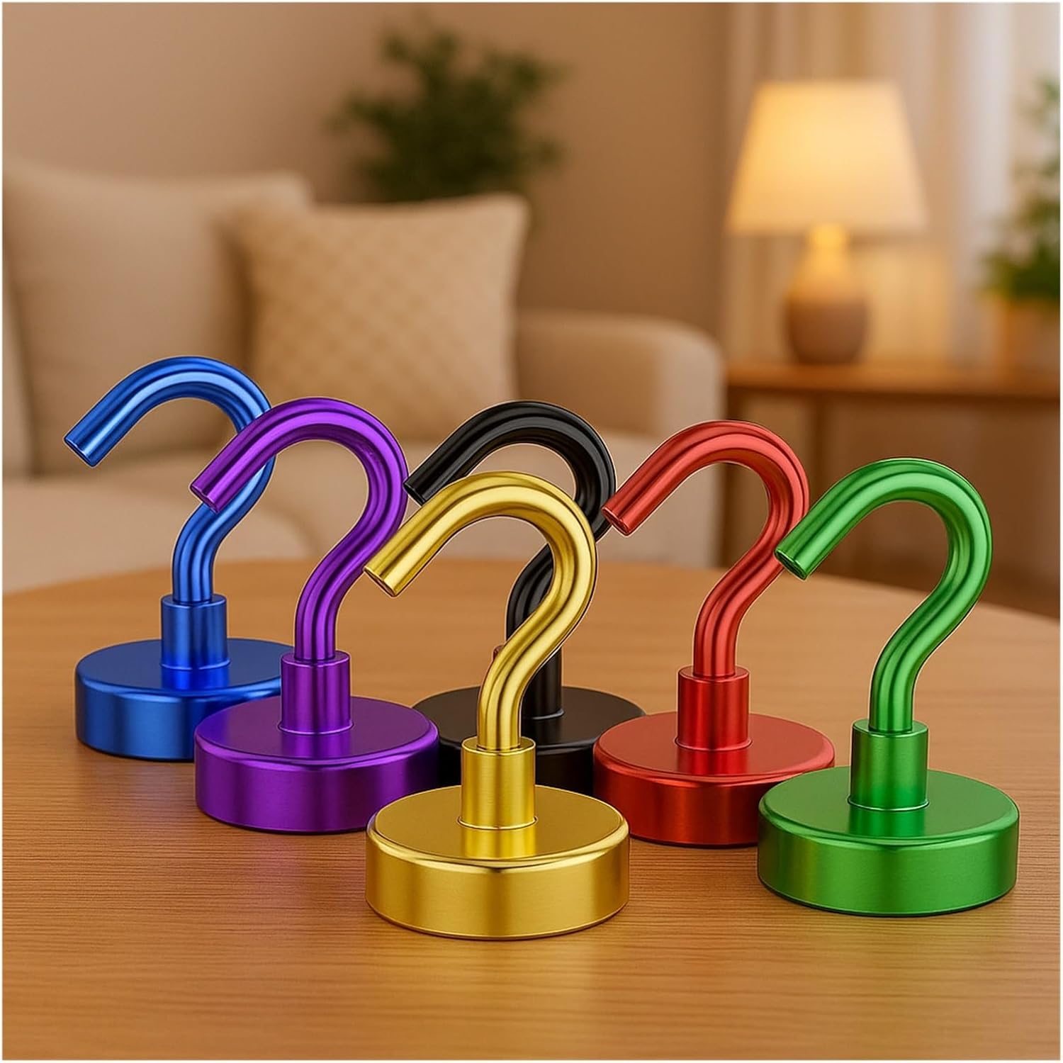 6/9P Magnetic Hooks，Compatible for Cruise Cabins, 25lbs Classroom, Professional-Grade Magnets with Hanging(9P-D16-BK)