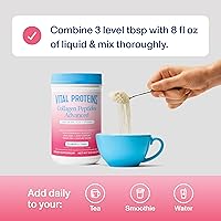 Vista 5 de Vital Proteins Péptidos de colágeno avanzados, péptidos hidrolizados con ácido hialurónico y vitamina C - Polvo de sabor a limón y fresa, 10.5 onzas