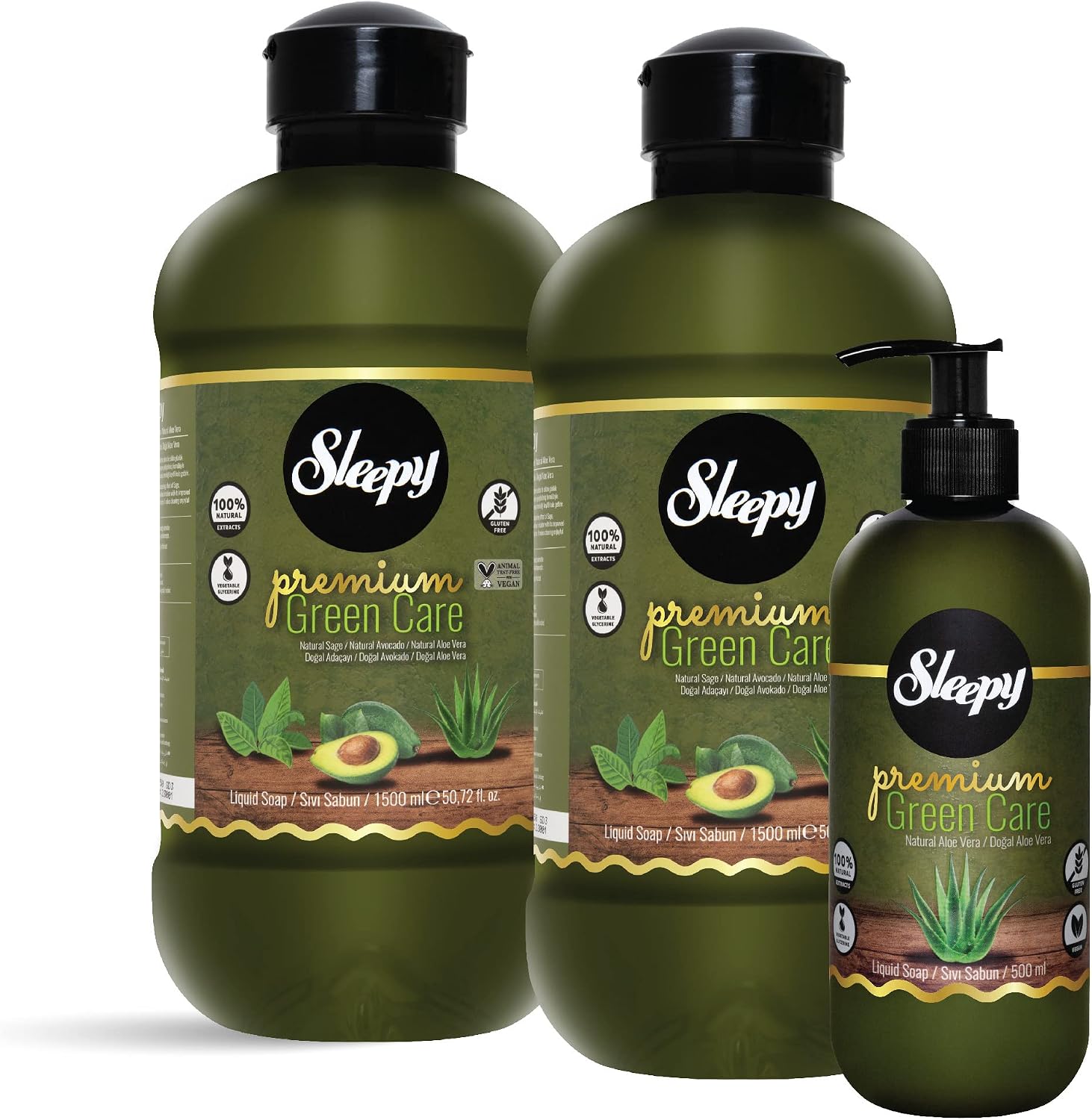 Sleepy Premium Green Care Serisi Sıvı Sabun 500 ml + 2x1500 ml