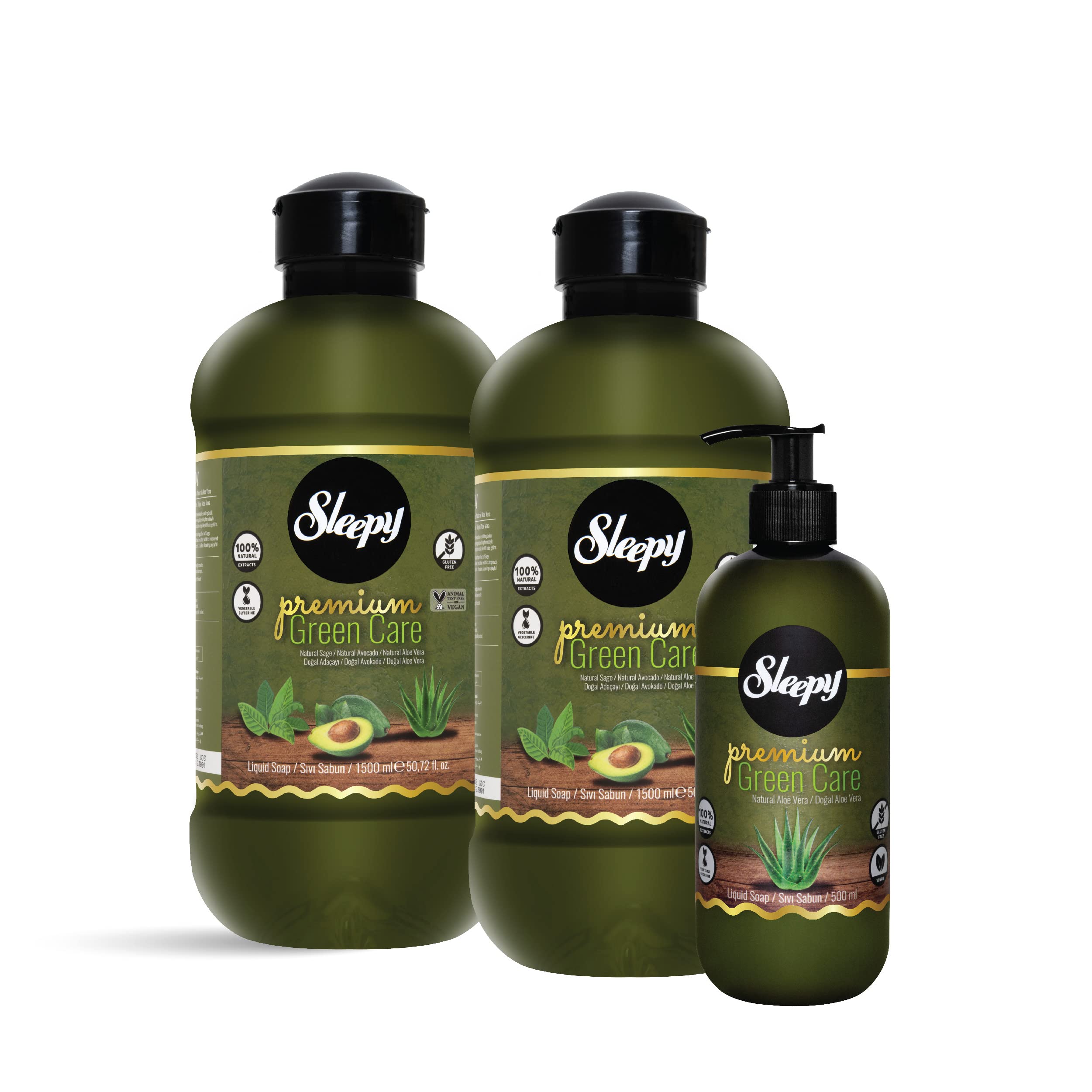 Sleepy Premium Green Care Serisi Sıvı Sabun 500 ml + 2x1500 ml