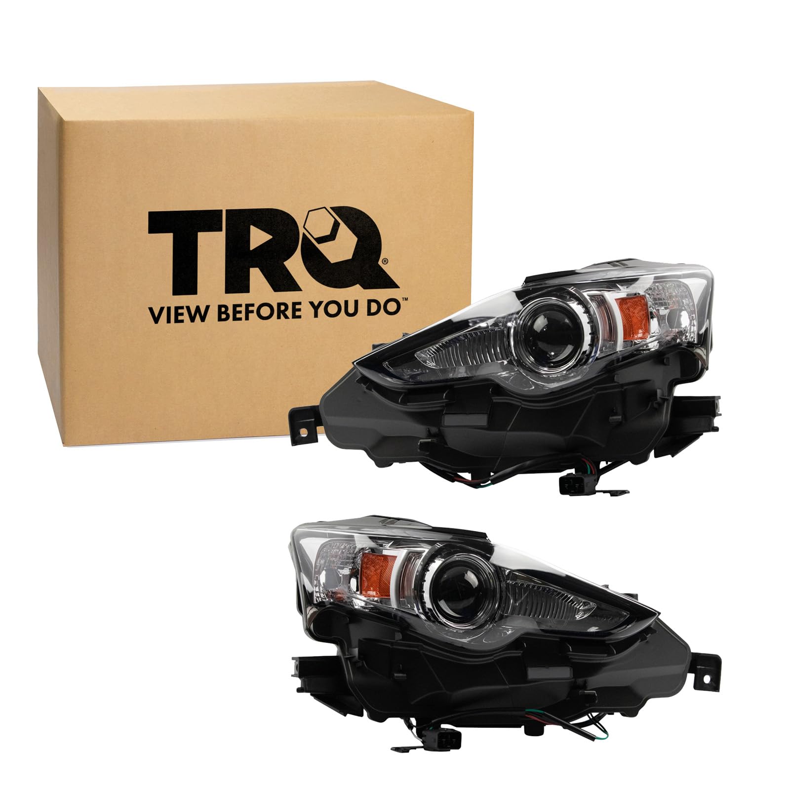 TRQ 2 Piece Headlight Assembly Set Driver &amp; Passenger Side Compatible with Lexus IS200t IS300 2016 IS250 2014-2015 IS 350 2014-2016 LX2502157 LX2503157 8114553721 81145-53721 8118553721 81185-53721
