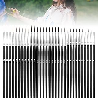 30 Pcs Ensemble de Pinceaux de Détail,Pinceaux Fins pour Acrylique,Pinceau à Pointe Fine avec 3 Tailles #0#00#000 Pinceaux de Peinture Miniatures,Peinture Artistique en Acrylique, À l'huile, Aquarelle