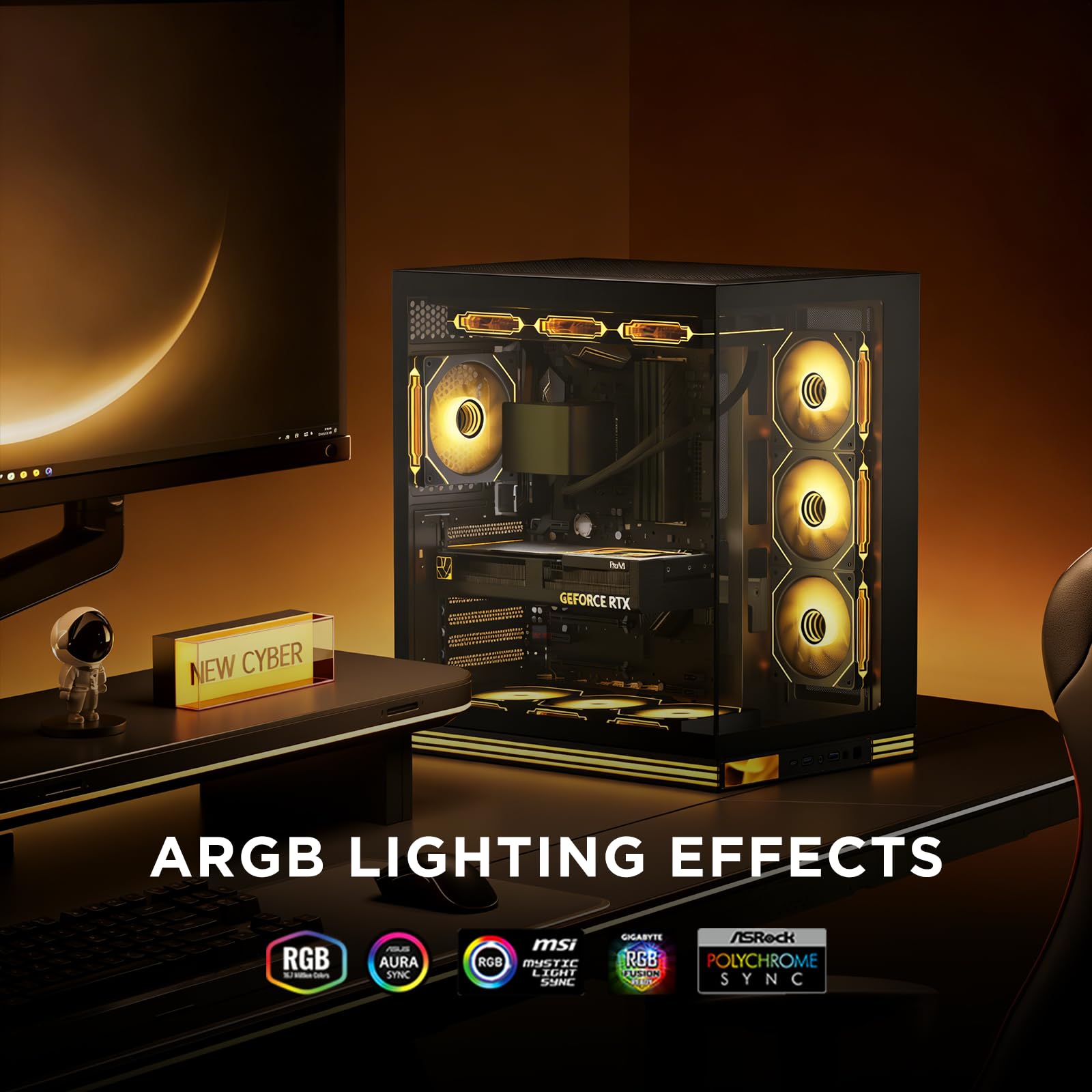 Jungle Leopard Prism 4 Pro X3 - Ventiladores de carcasa ARGB de 120 mm, efecto de luz RGB de espejo infinito, 5 V, 3 pines, sincronización de luz, 800~1800 rpm, PWM, ventilador de PC adecuado para