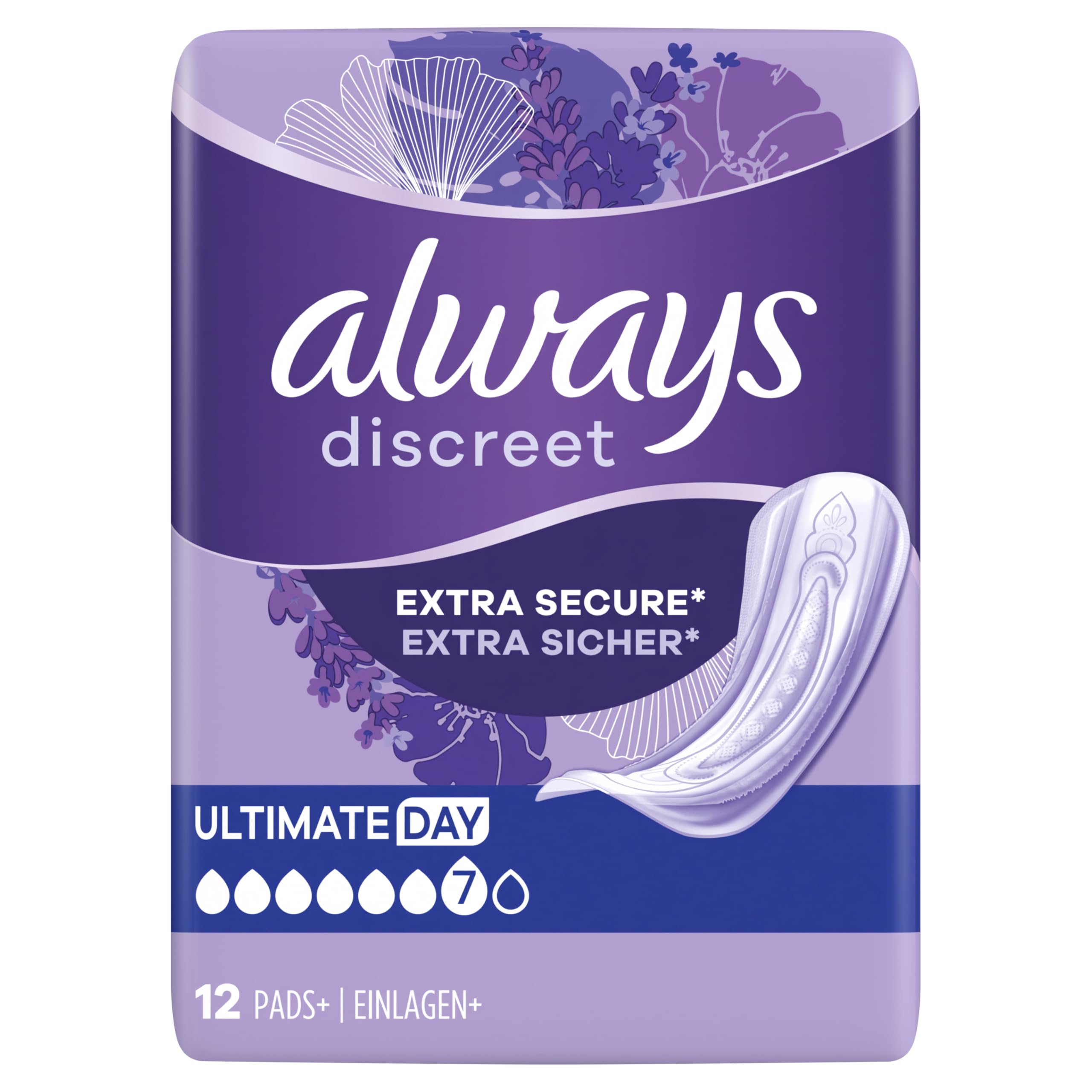 Incontinence Pads Plus Women, Ultimate Day, 48 High Absorbency Pads (12 x 4 Packs), Odour Neutraliser, SAVING PACK, for Sensitive Bladder