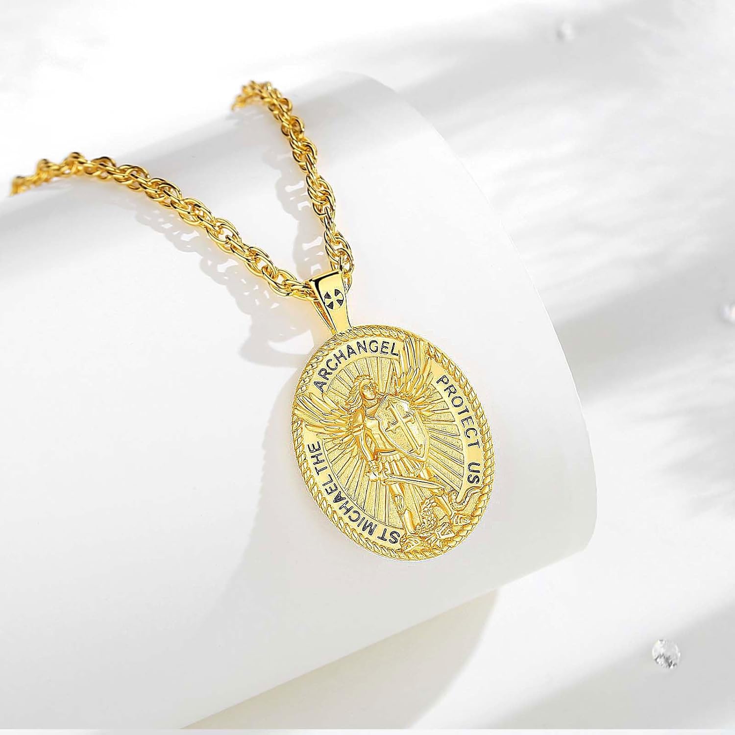 INFUSEU 925 Sterling Silver Religious Protection Medal for Men Women Meaningful Christian Catholic Jewelry - Image 2