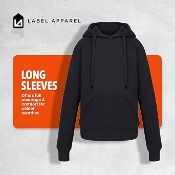 Mens Pullover Fleece Hoodie 300GSM Sweatshirt Plain Hoody Work Hooded Jumper Ribbed Cuff Long Sleeve Pull Over Top