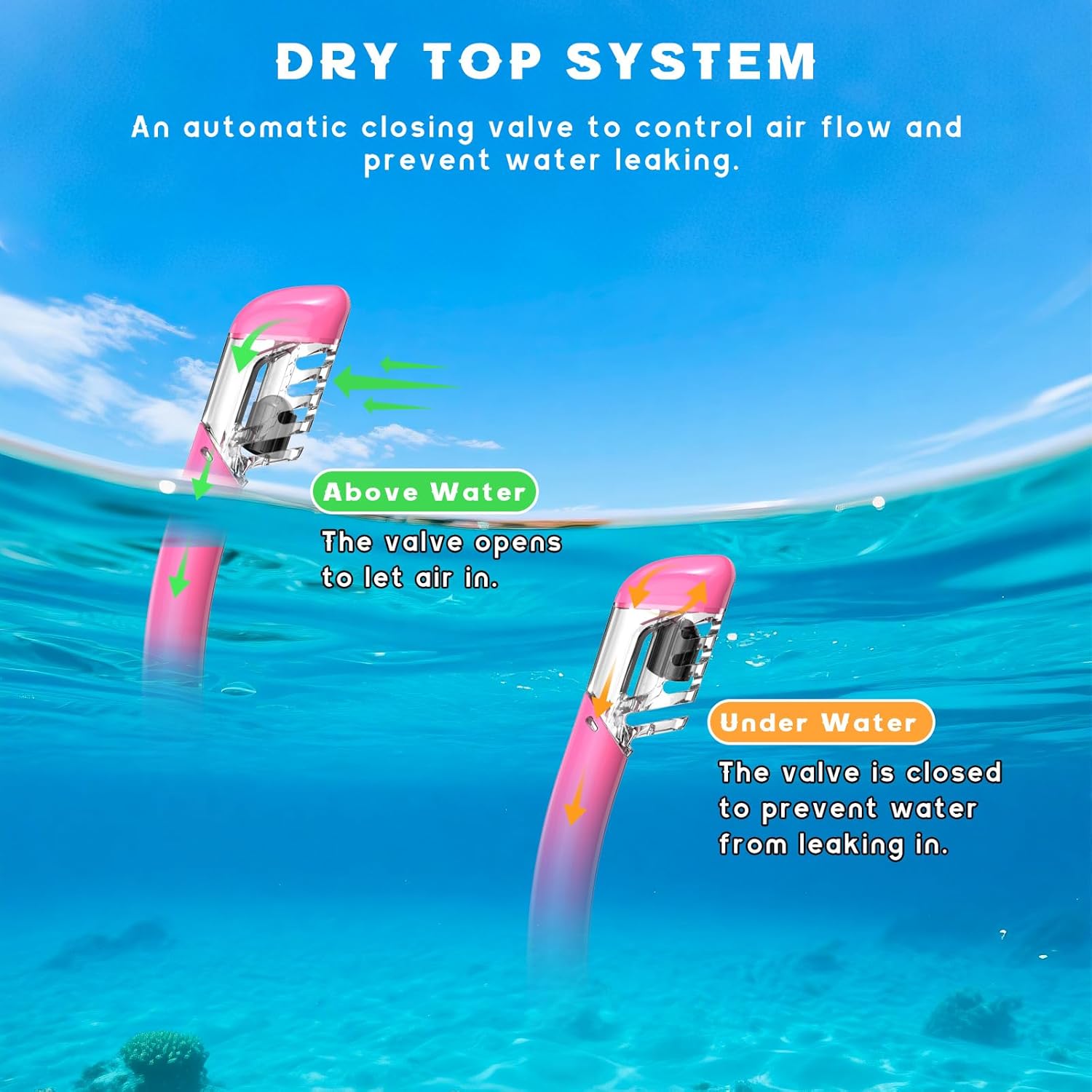 Snorkeling Gear for Adults, Dry Top Snorkel Mask Set, Diving Scuba Mask, Swimming Goggles with Nose Cover, HD Tempered Glass Panoramic Swim Freediving Anti-Leak Anti-Fog Travel Packages - Image 6