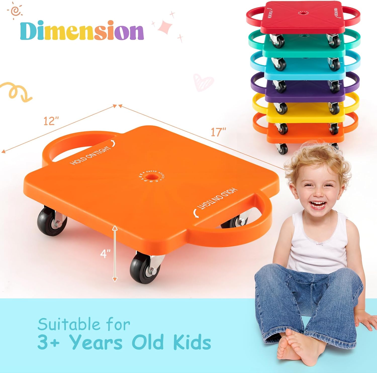 Costzon Scooter Board Toddler Pp + Pvc + Metal Blue, Green, Orange, Purple, Red, Yellow 6 Pieces image 6 of 8 B0CBTKRBQV