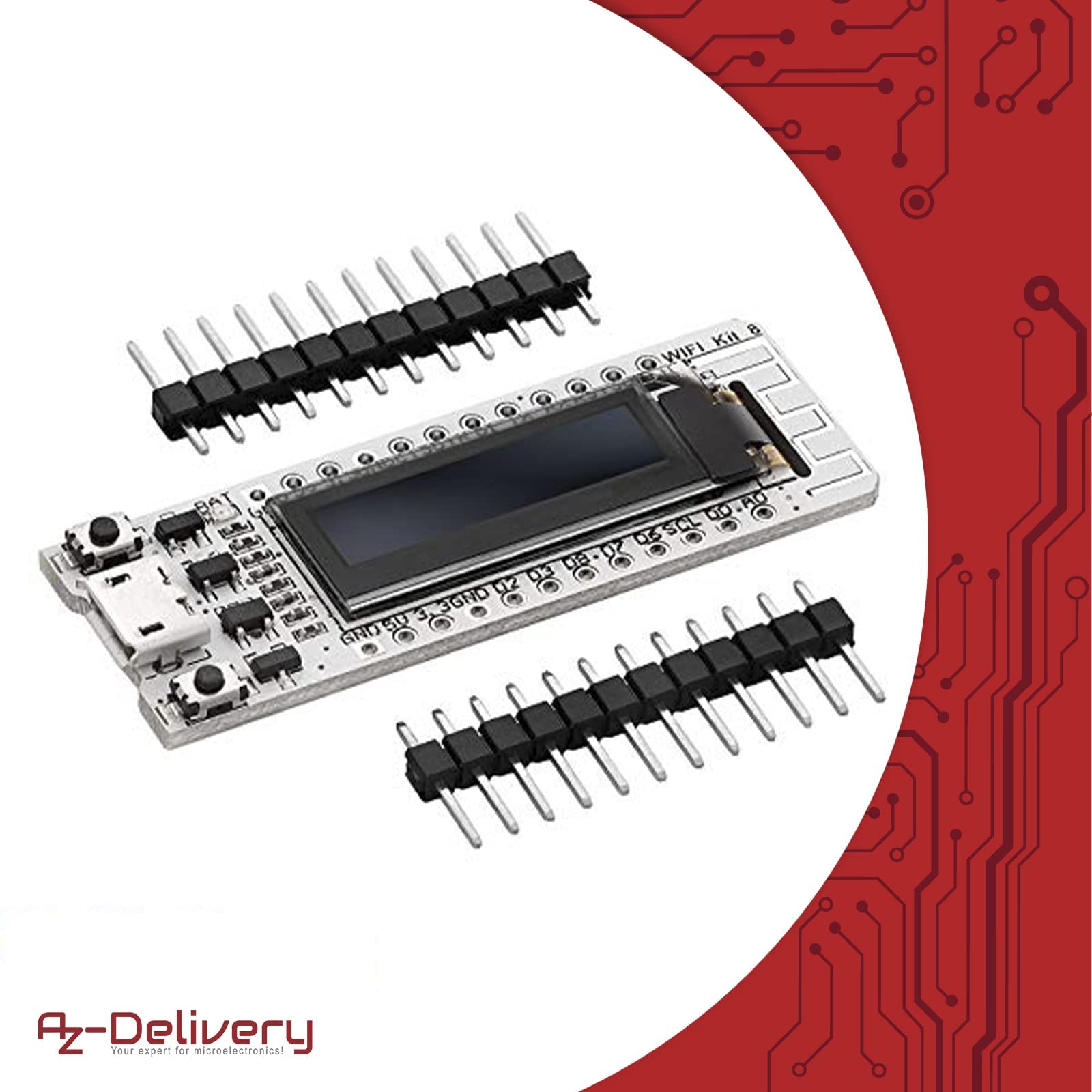 AZDelivery 5 x NodeMCU ESP8266 ESP-12F Heltec WIFI Amica Modulo V2 con CP2104 con 0,91 Display OLED compatibile con Arduino incluso un E-Book!