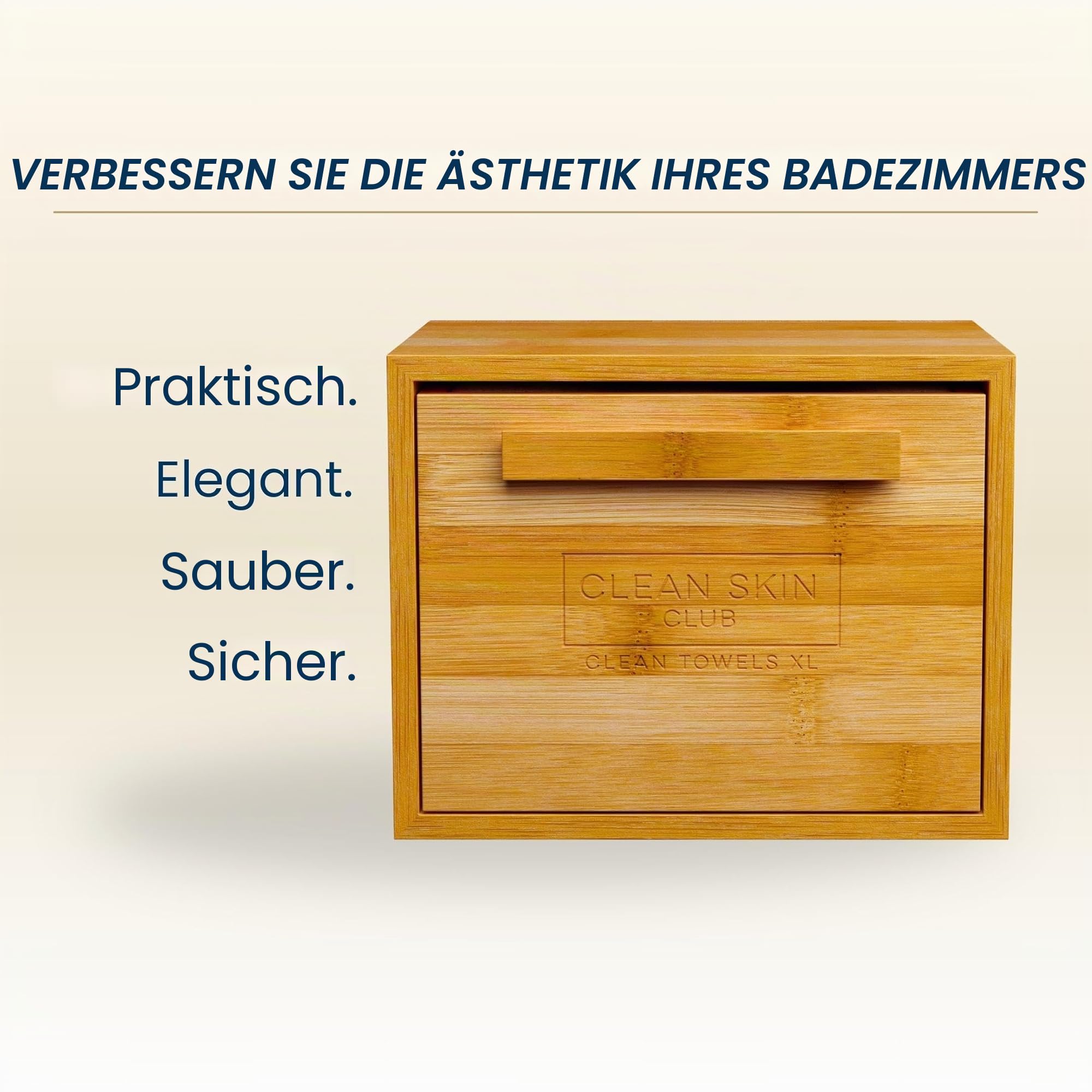 Clean Skin Club Luxe Bamboo Box mit Schublade & Handtüchern XL, Gesichtstuch, Einweg-Makeup-Entferner Trockentücher, Gesichtswasser (Bambus Container Schublade)