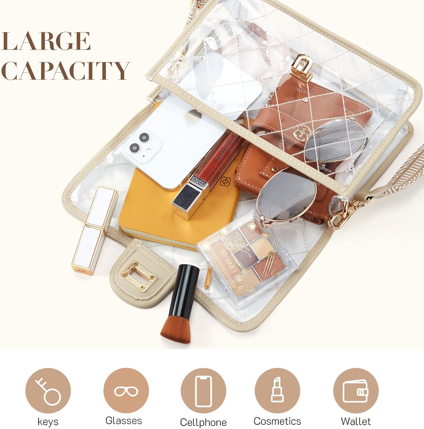 Missnine Clear Bag for Stadium Events Clear Crossbody Purse Stadium Approved Women Transparent Shoulder Bag for Concerts - Image 3