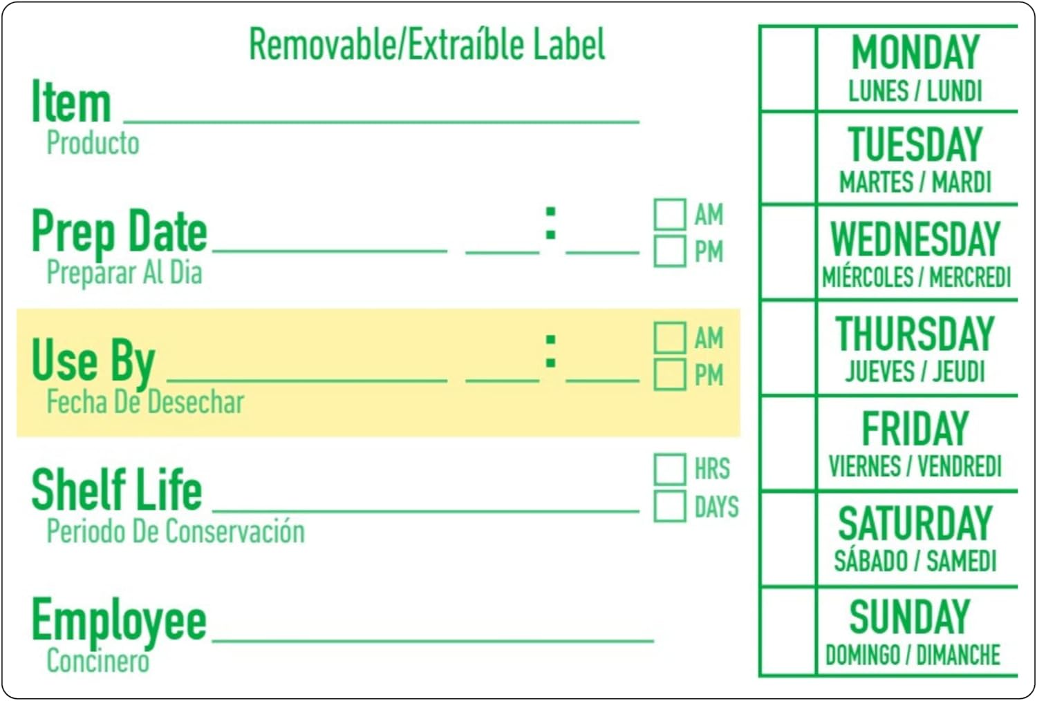 2x3 Removable Freezer Food Labels Stickers for Containers, 500 Waterproof Label Stickers for Jars, Removable Labels for Storage Bins, with Easy Peel-Off (500, Green)