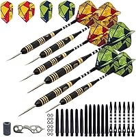 Vista 9 de Juego de 6 dardos de punta de acero – Dardos profesionales para diana – incluye barriles + ejes de plástico/aluminio + juntas tóricas + vuelos +