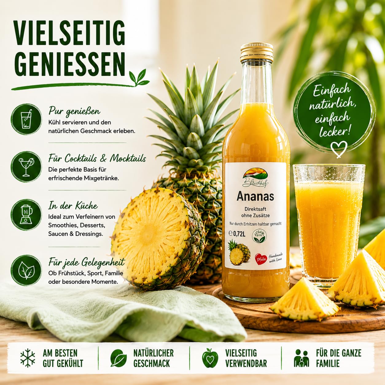 BLEICHHOF® Ananassaft- Direktsaft, vegan (6x0,72L)