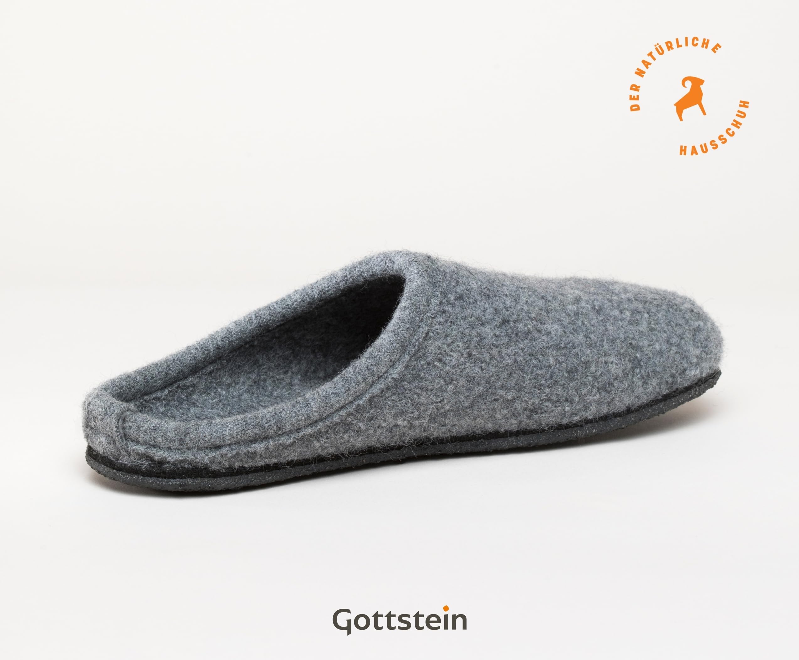 Gottstein Filzpantoffel Alpine Light aus Mulesing-freier Schaf-Schurwolle – Handgefertigte Hausschuhe aus Wollfilz für Damen & Herren Größe EU 36-48 – Patentierte naturub® Naturkautschuksohle