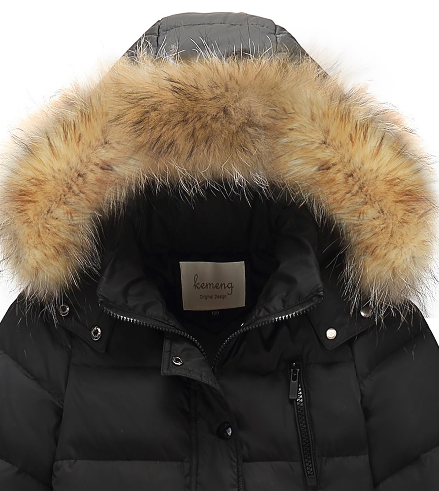 Cappotto per bambini e ragazze, parka, giacca a piumino, lunga e spessa, con cappuccio, pelliccia calda, invernale, per 2-13 anni