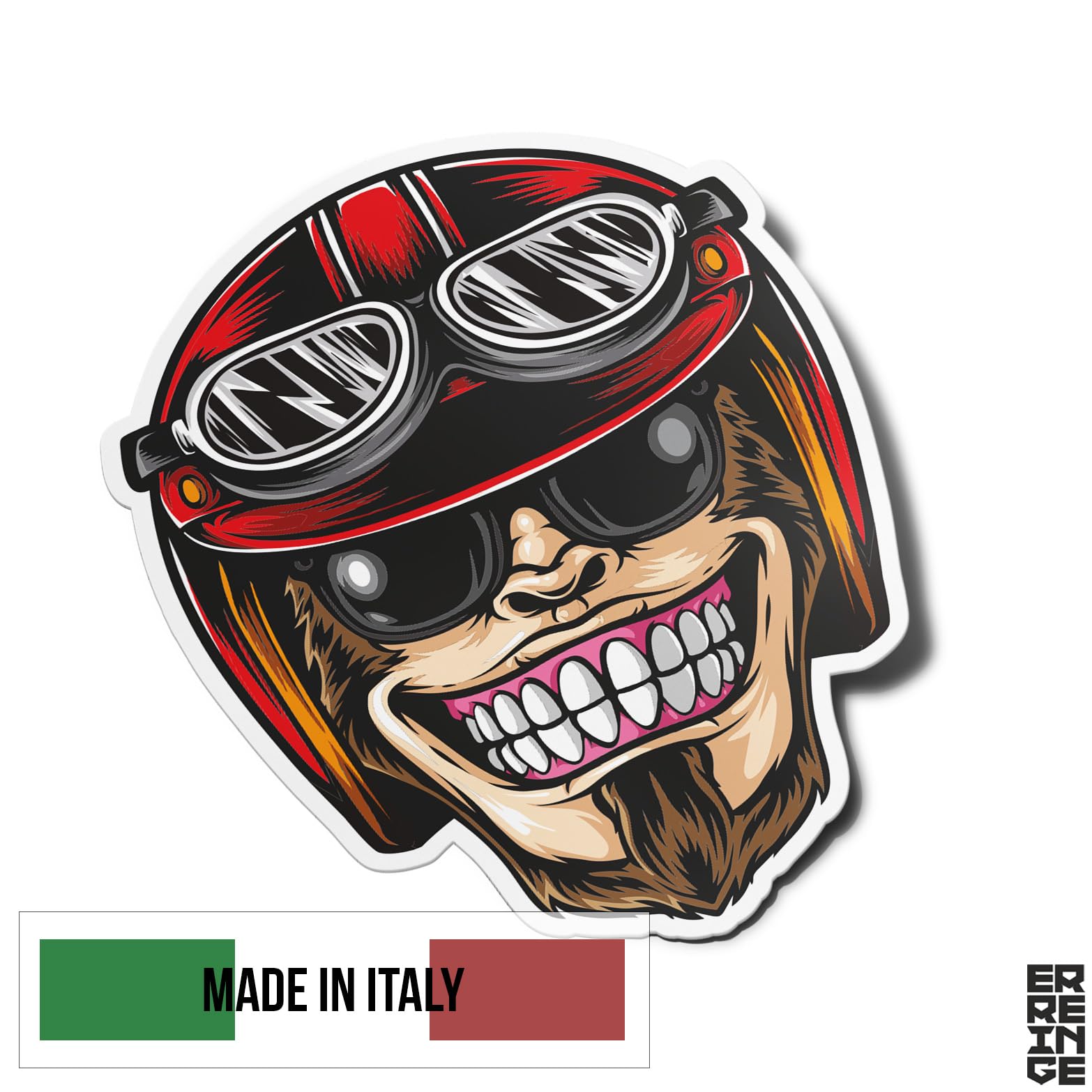ERREINGE - Adesivo 35 cm SCIMMIA - Sticker PVC | Decal compatibile per Auto, Moto, Scooter, Casco, Laptop, Camper, Cofano, Bici