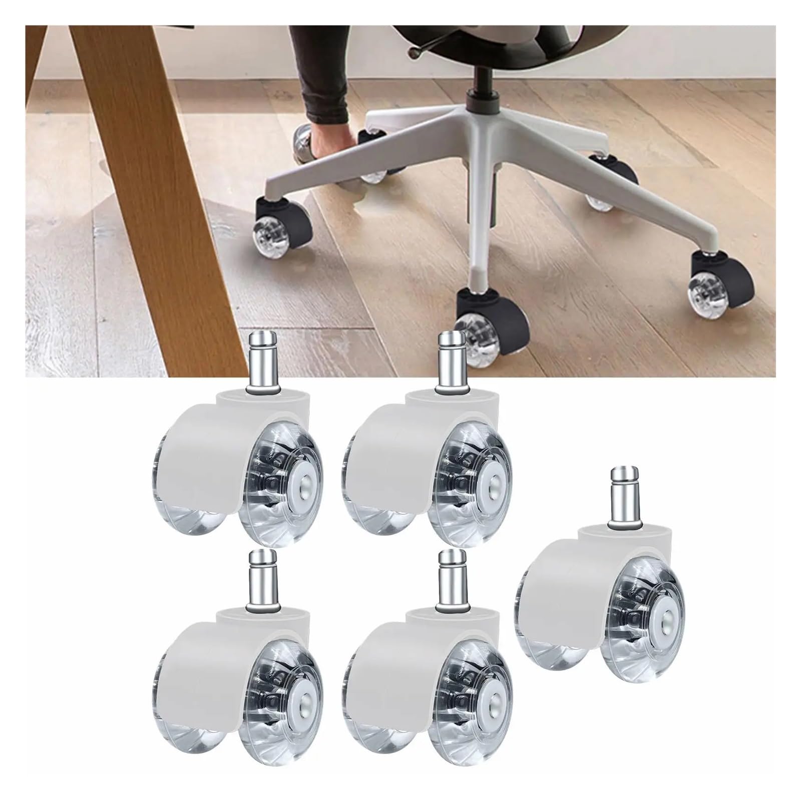 Ruedas universales de repuesto for silla ordenador oficina, 5 uds., 2 pulgadas(White A)