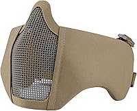 Vista 20 de AOUTACC Máscara de malla de airsoft plegable, máscaras de malla tácticas militares de nailon de media cara con protección para los oídos ajustables