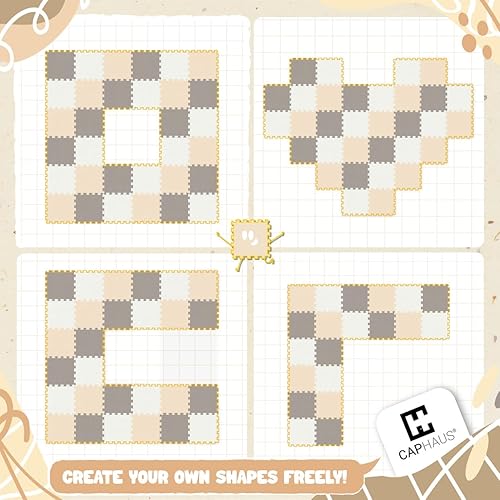 Miniatura 6 de CAPHAUS Tapete de juego de rompecabezas de espuma, tapete de juego de espuma EVA suave entrelazada con bordes, 64 azulejos de espuma para niños