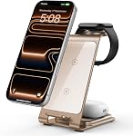 Intoval Aluminium 3-in-1 Station de recharge sans fil iPhone 17/17 Pro/17 Pro Max/16/16 Pro/16 Pro Max/15/14/13/12,pour Apple Watch 11/Ultra 3/SE 3/10/9/8/7, pour AirPods Pro 3/4/Pro 2/3/Pro(Désert)