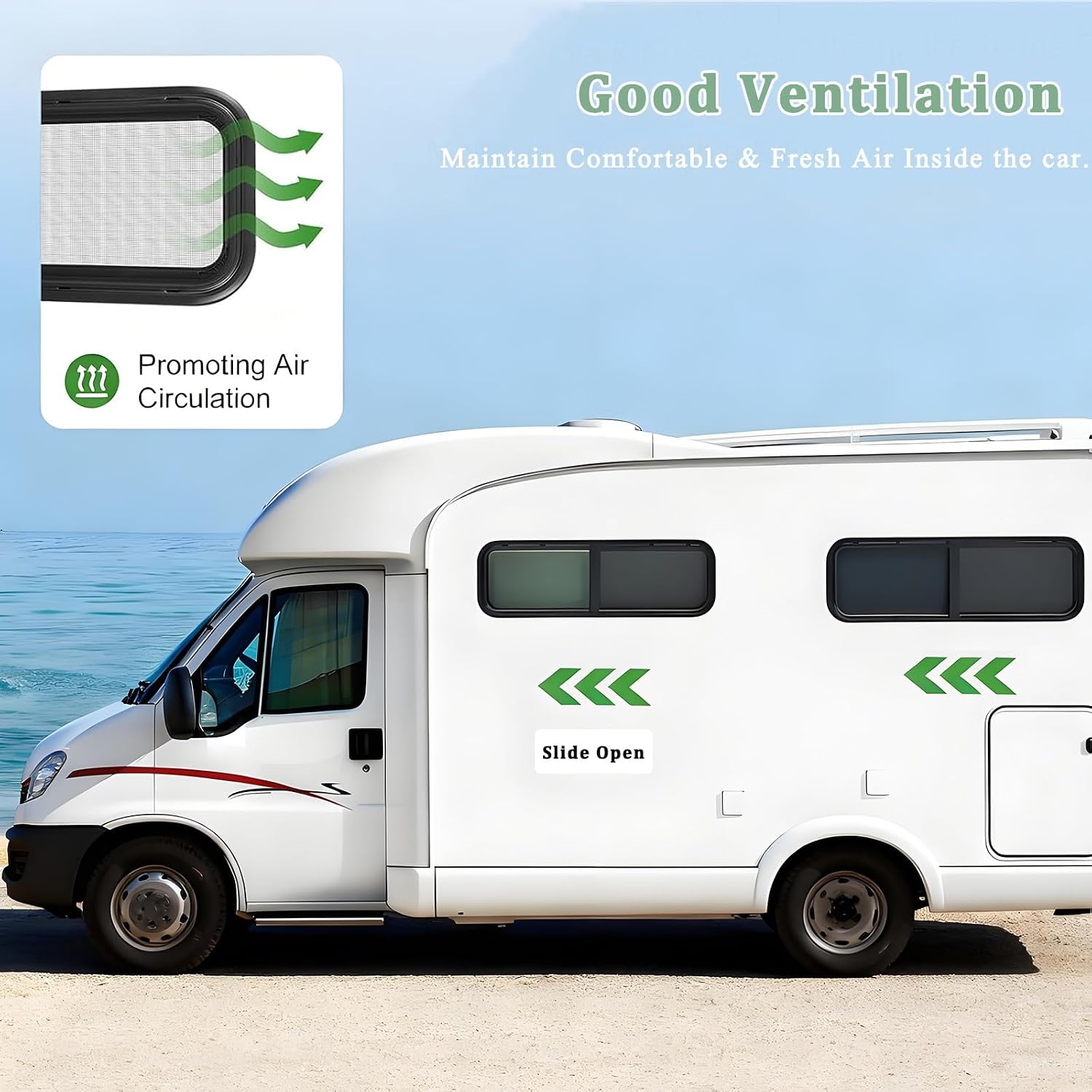 36"W x 18"H RV Window, Black Aluminum Sealed Trailer Horizontal Slide Window with Screen&Trim Kit, Camper Rounded Corner Replacement Window, Easy Installation