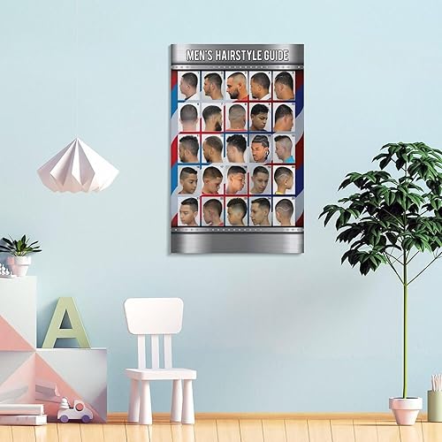 Miniatura 4 de Póster de guía de peinado para hombre, barbería, arte de pared, lienzo, pinturas artísticas para pared, decoración del hogar, decoración de sala de