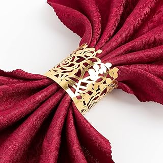 150PCS Rose Flower Paper Napkin Rings, Simple Napkin Holders Dinner Tables Rings Elegant Ornament Table Setting Decoration for Wedding, Christmas, Thanksgiving, Holiday, Party (Gold)