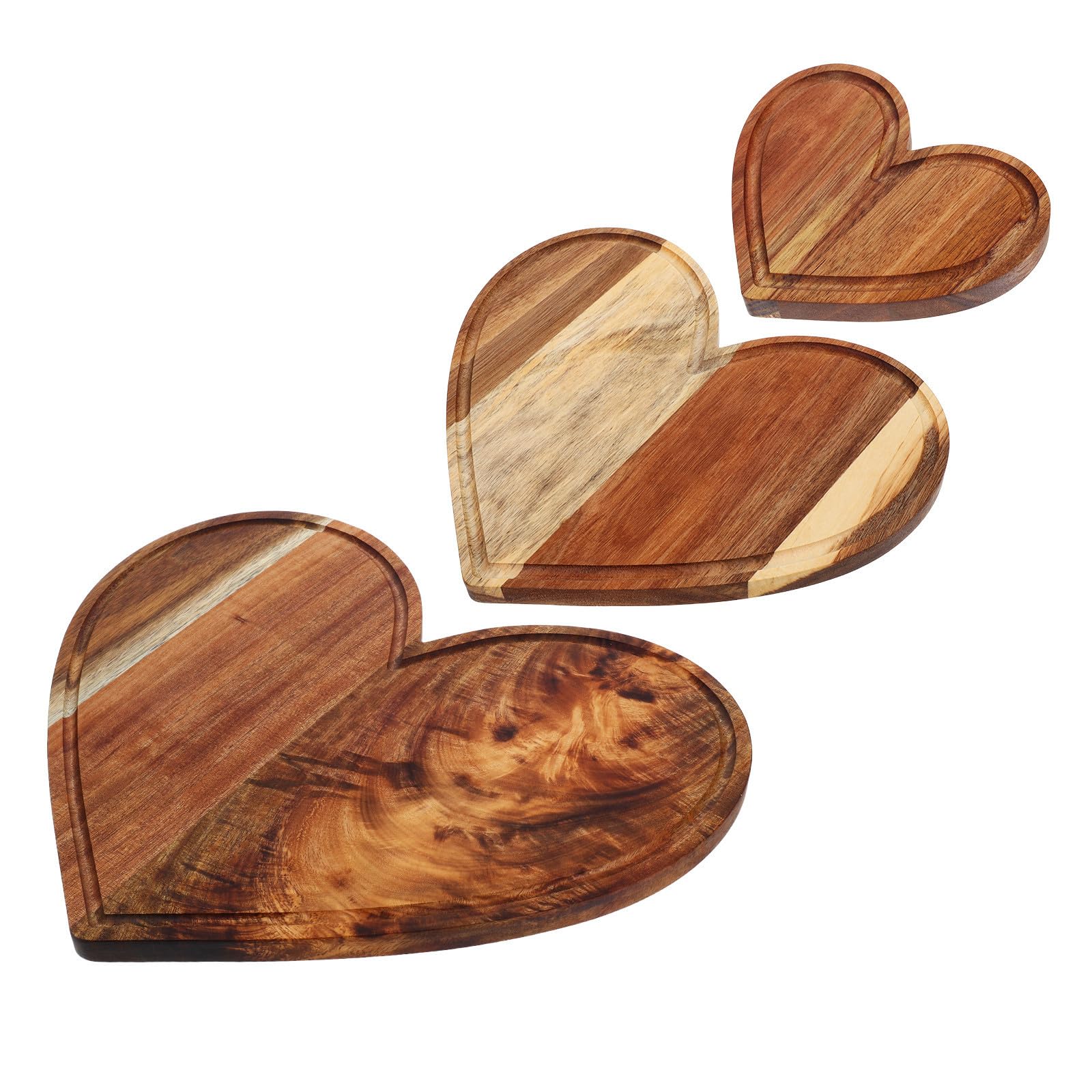 3 Pièces Planche à Découper en Bois de Cœur Cuisine
